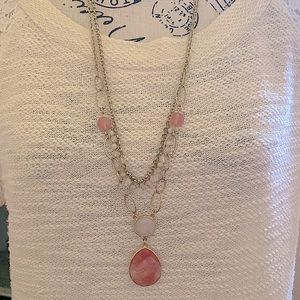 2/$8 Loft gold tone & pink necklace